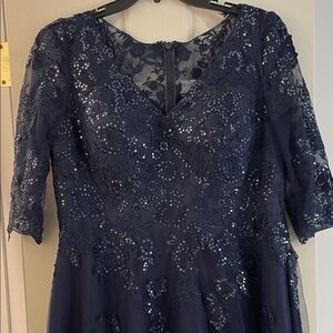 JJs House Midnight Blue Floral Lace Dress